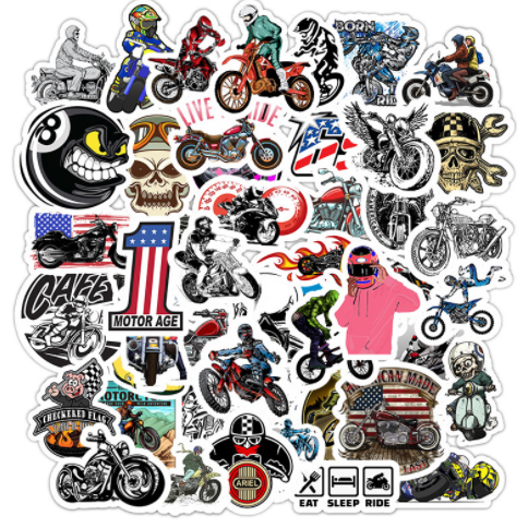 50 Motorcycle Character Graffiti Stickers